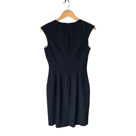Calvin Klein Side Ruched Cap Sleeve Classic Black Mini Sheath Dress - Picture 8 of 12